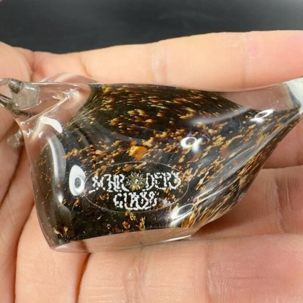 Hand Blown Art Glass Bird‎ Figurine Paperweight Glass Artist Signed JC Vintage